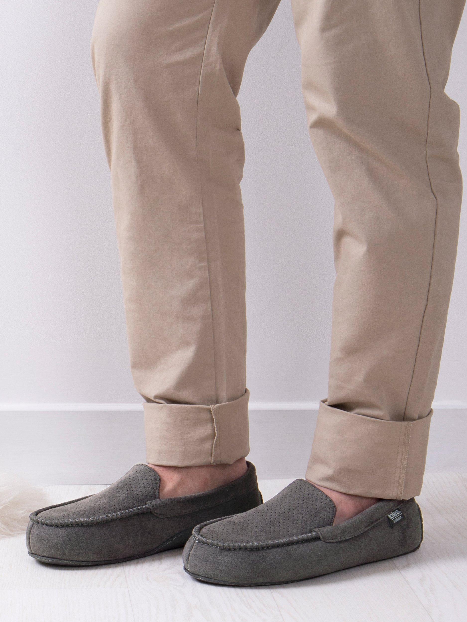 Product image 6 of 6, which shows totes Airtex Suedette Moccasin Slippers, Grey, 8