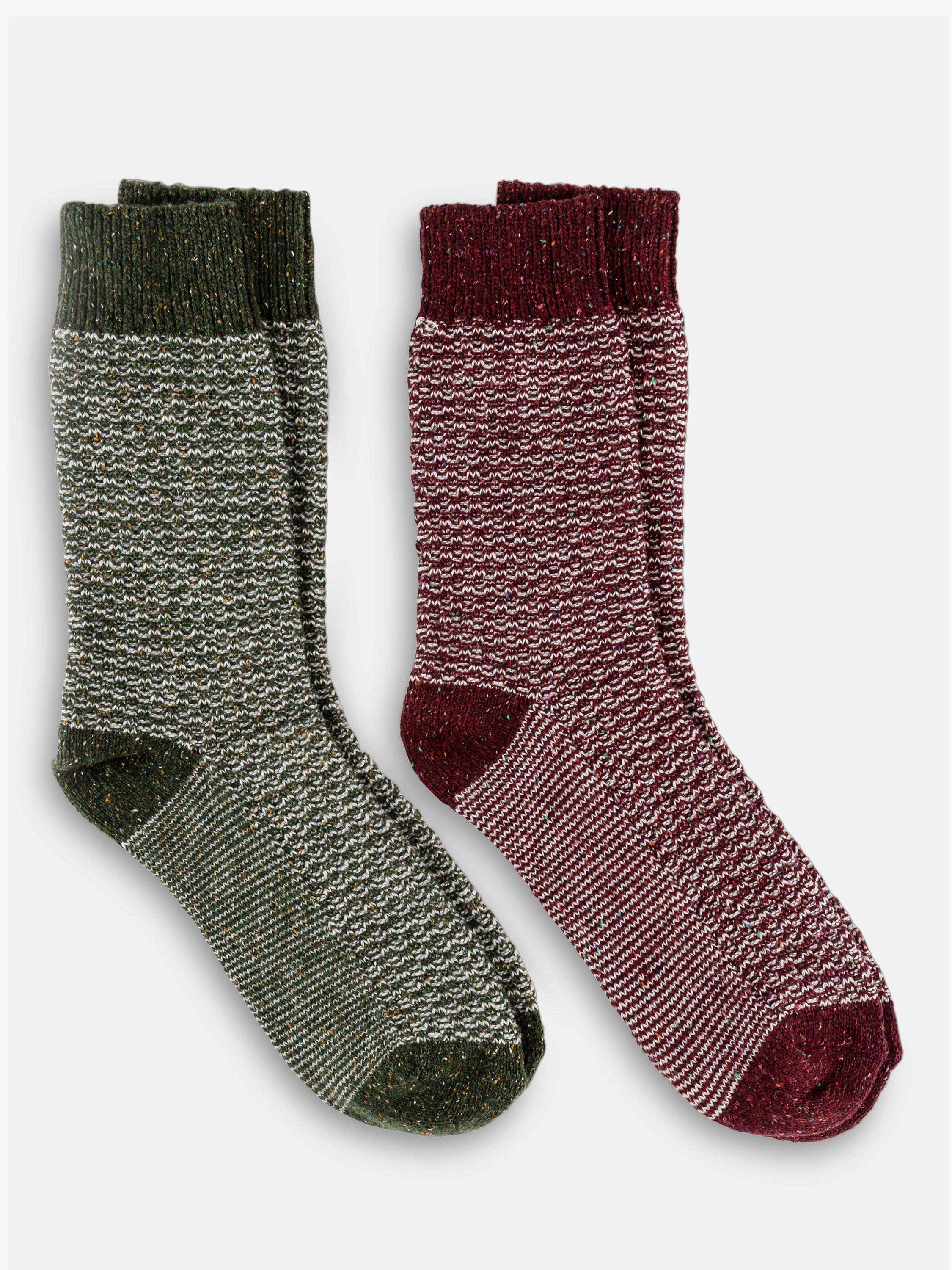 totes Textured Socks, Pack of 2, Burgundy/Green, One Size