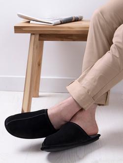 totes Isotoner Suede Memory Foam Mule Slippers, Black