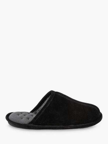 totes Isotoner Suede Memory Foam Mule Slippers - view 2, Black