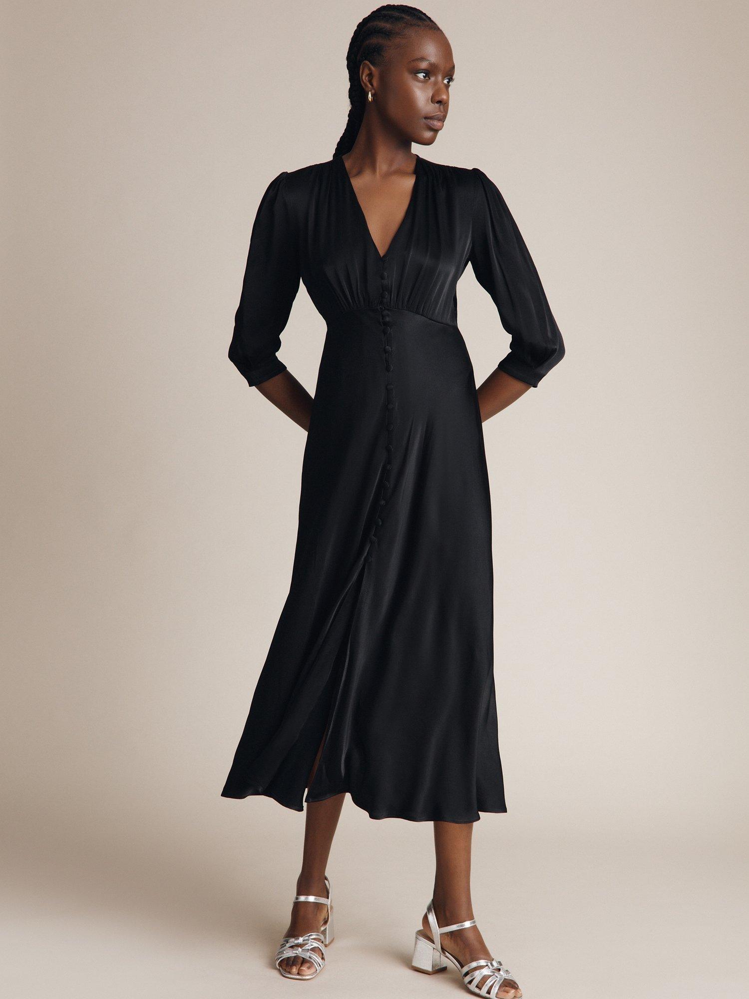Ghost Madison Satin Maxi Dress, Black