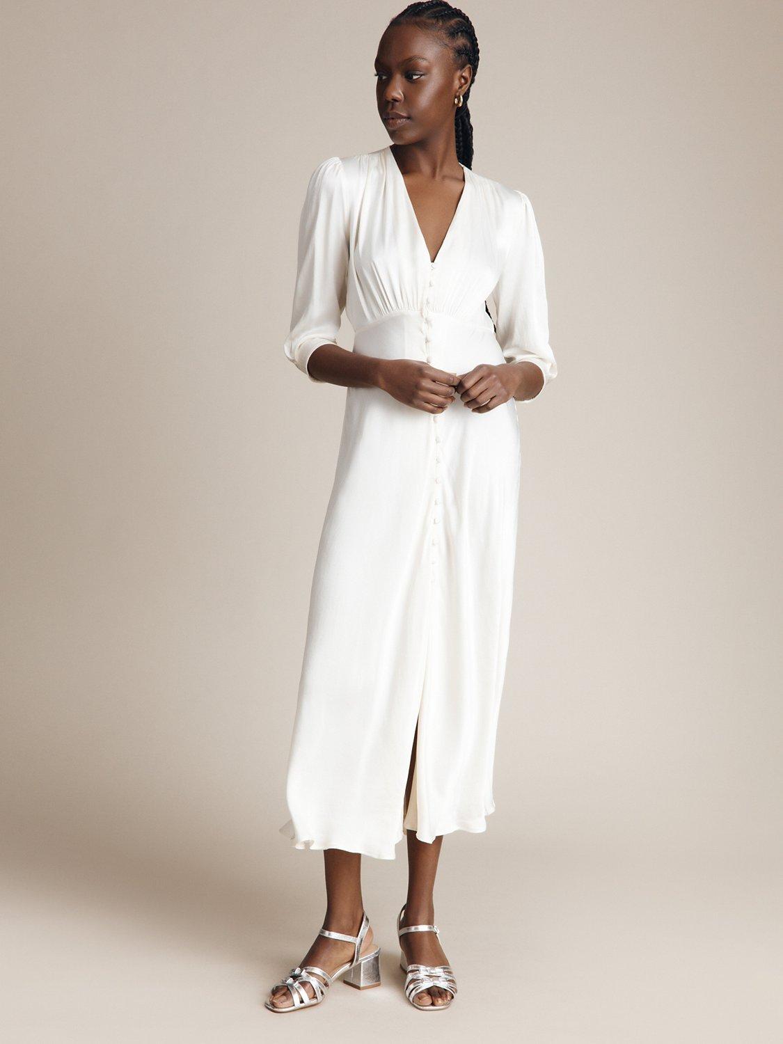 Ghost Madison Satin Maxi Dress, Ivory