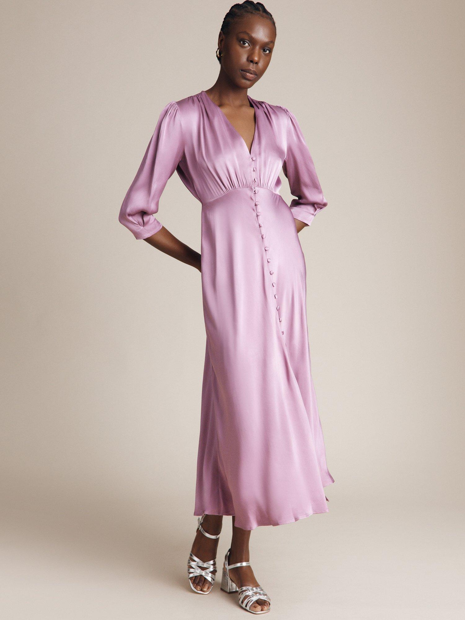 Ghost Madison Satin Maxi Dress, Mauve
