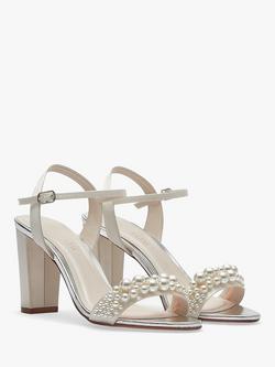 Rainbow Club Clara Strappy Bridal Sandals, Ivory Satin - view 2, Ivory