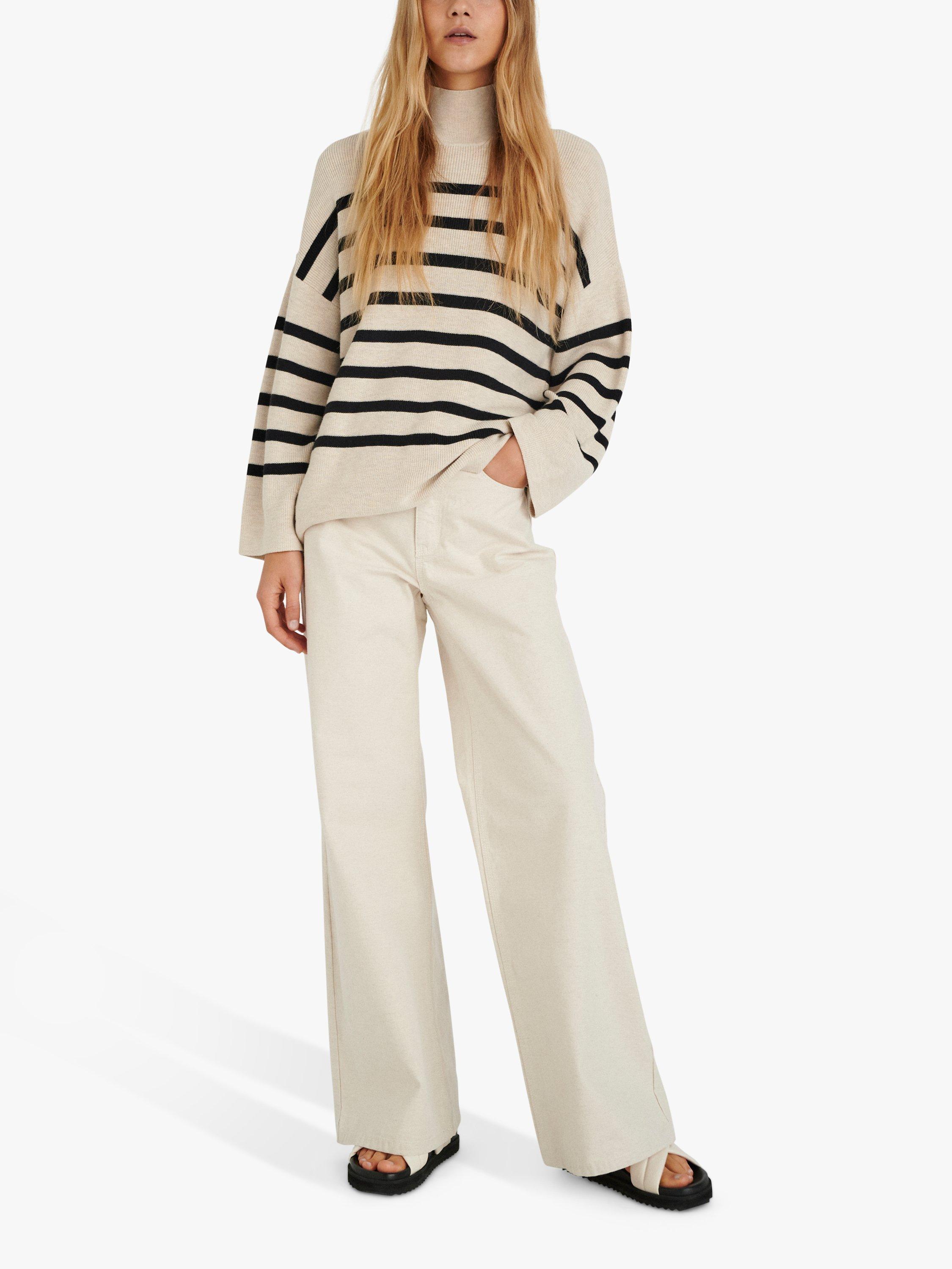 InWear Gittel Cashmere Blend Stripe Jumper, Sandstone/Black