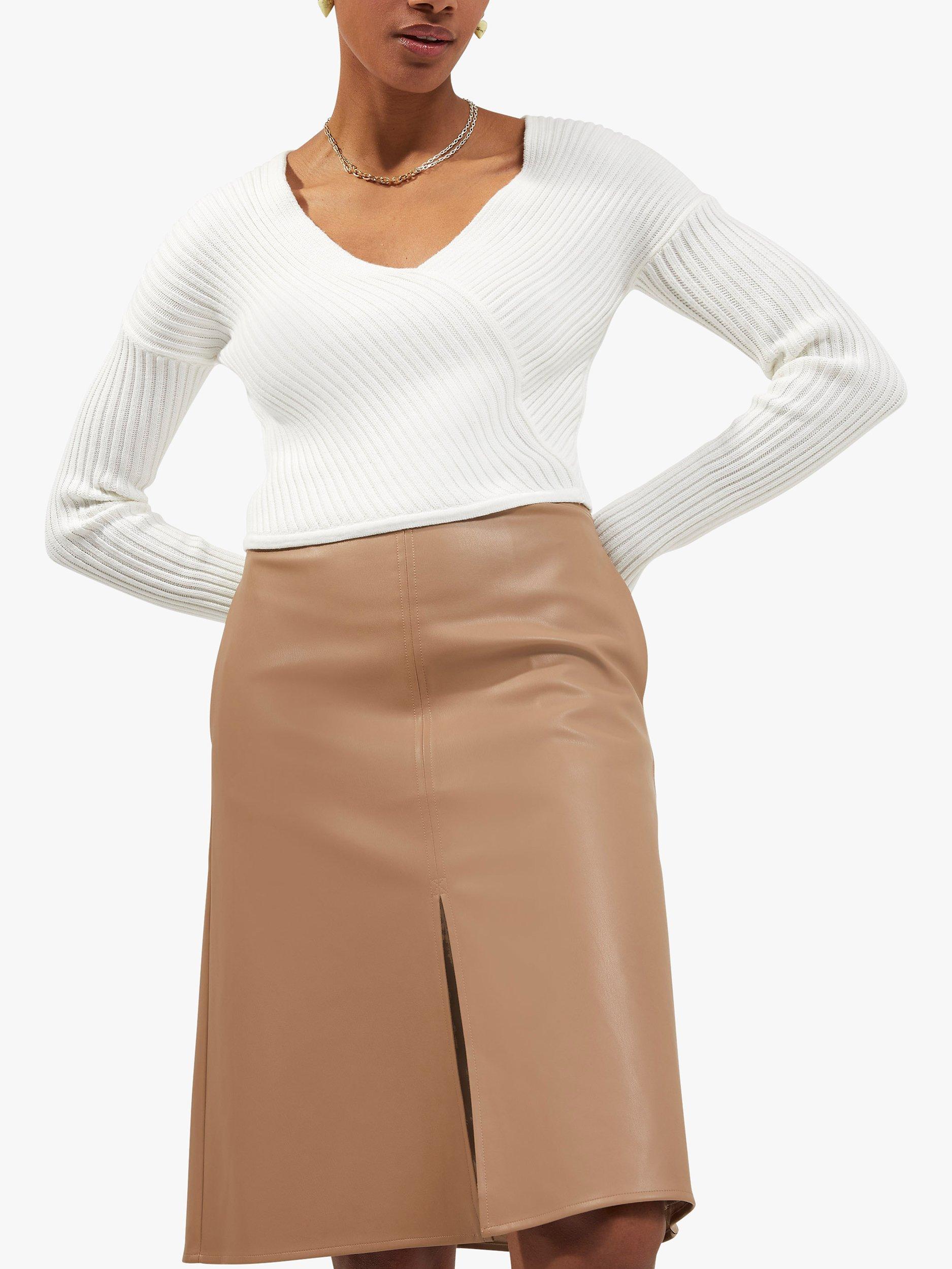 French Connection Cotton Rib Cropped Top, Summer White