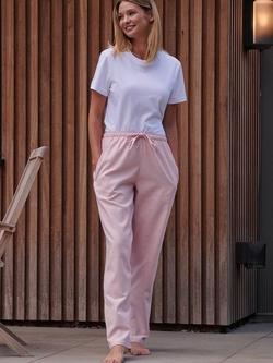 British Boxers Herringbone Brushed Cotton Pyjama Trousers, Powder Pink