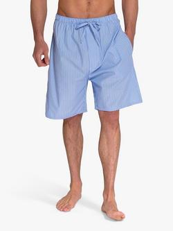 British Boxers Crisp Cotton Sleep Shorts, Sky Blue/White