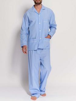British Boxers Crisp Cotton Stripe Pyjama Set - view 2, Sky Blue/White