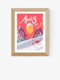 EAST END PRINTS Mark Harrison 'Après Ski' Wood Framed Print, Oak Frame