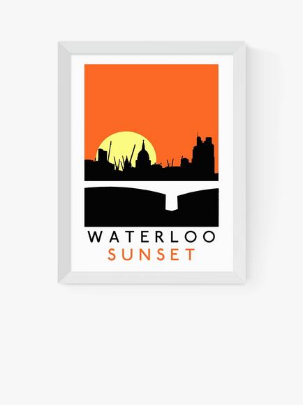 EAST END PRINTS Indieprints 'Waterloo Sunset' Framed Print, White Frame