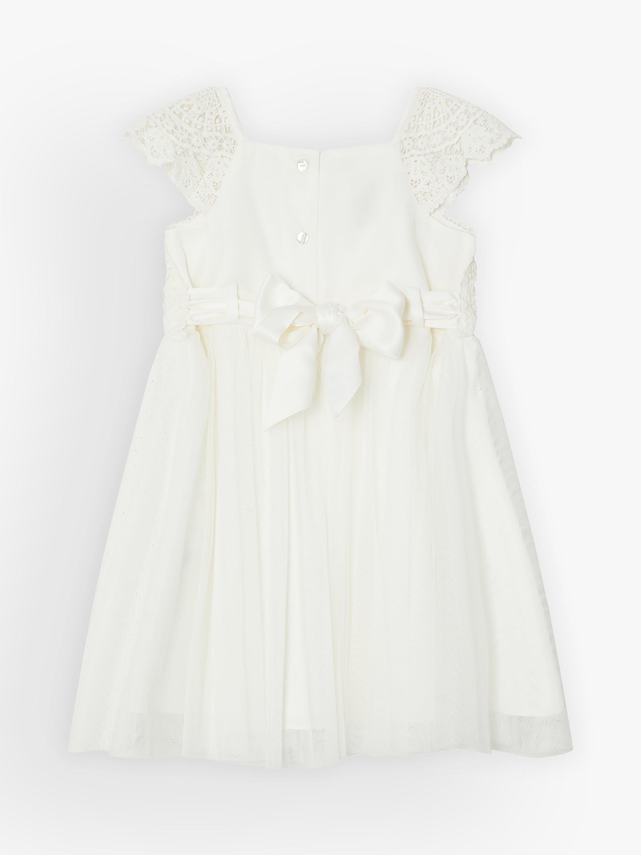 Monsoon Baby Estella Occasion Dress, Ivory, 0-3 mths