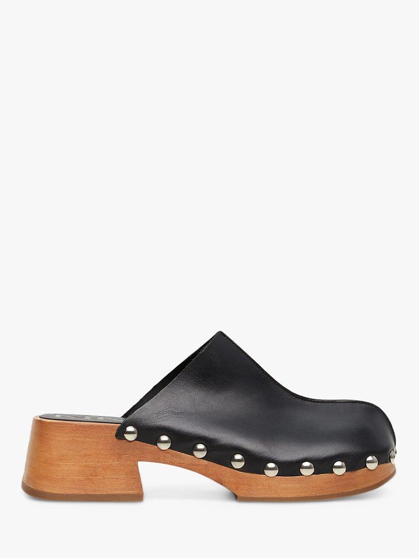 Mango Zue Leather Clogs, Black