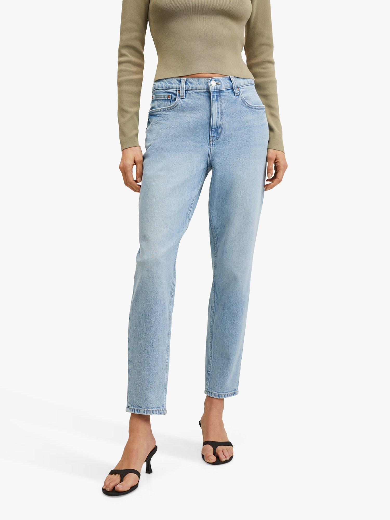 Mango Newmom High Waist Jeans, Light Blue