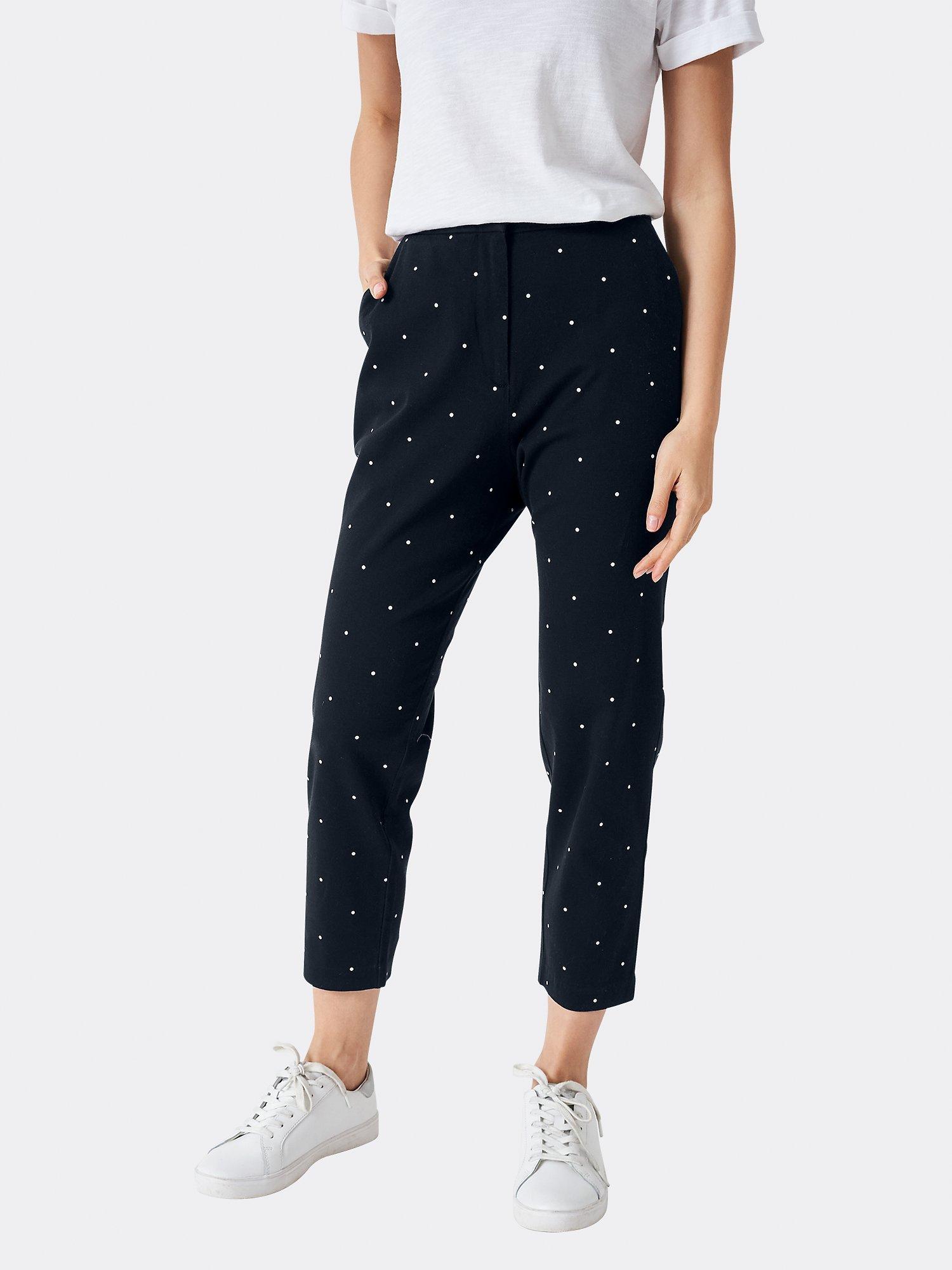 Crew Clothing Polka Dot Capri Trousers, Dark Blue