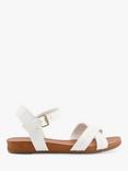 Dune Landie Wide Fit Nubuck Cross Strap Flat Sandals