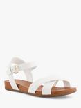 Dune Landie Wide Fit Nubuck Cross Strap Flat Sandals