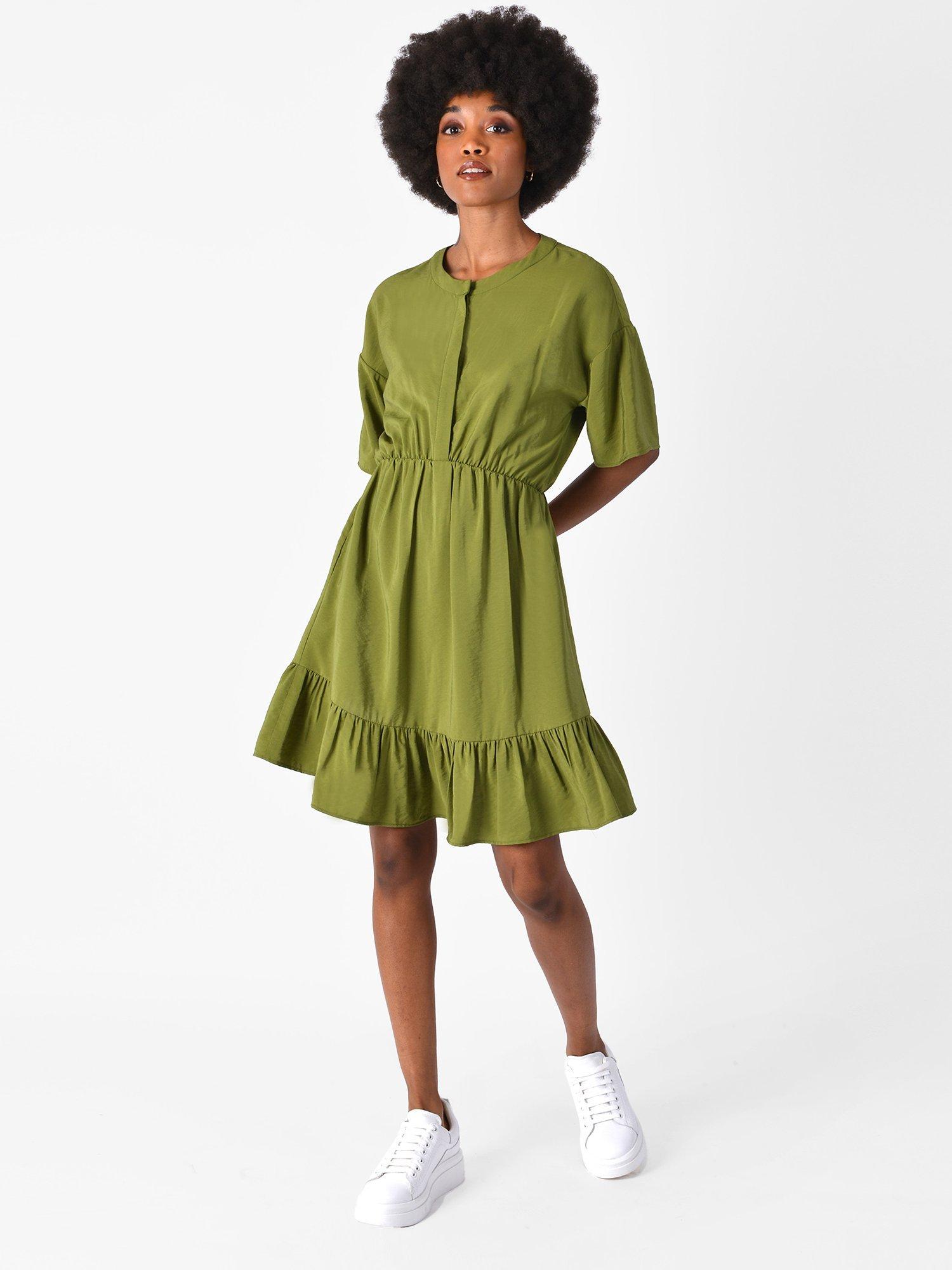 Ro&Zo Tiered Mini Dress, Khaki