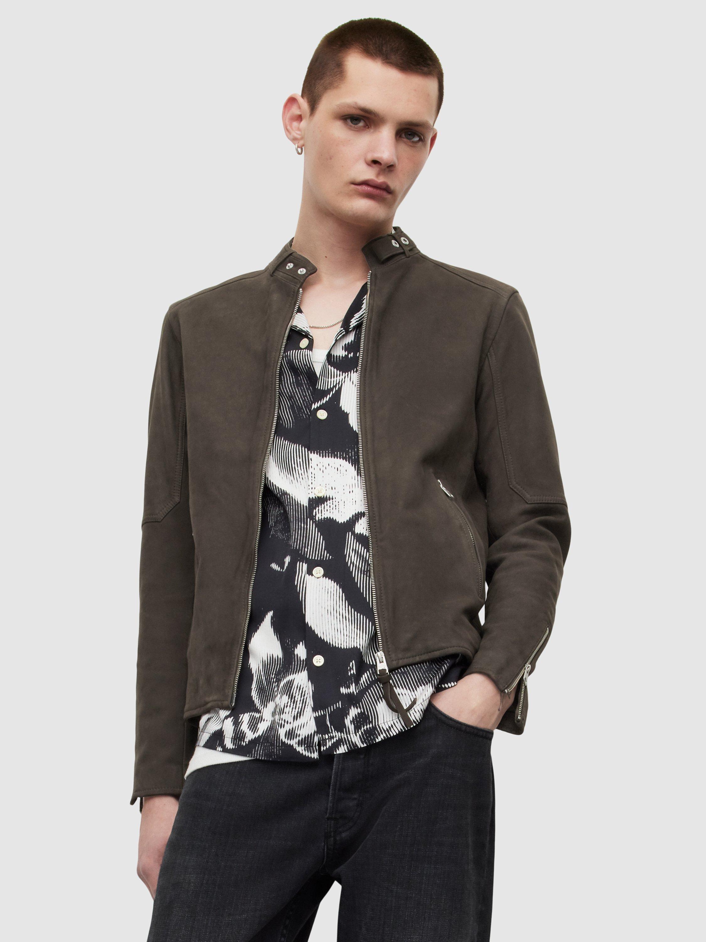 AllSaints Cora Leather Jacket, Charcoal