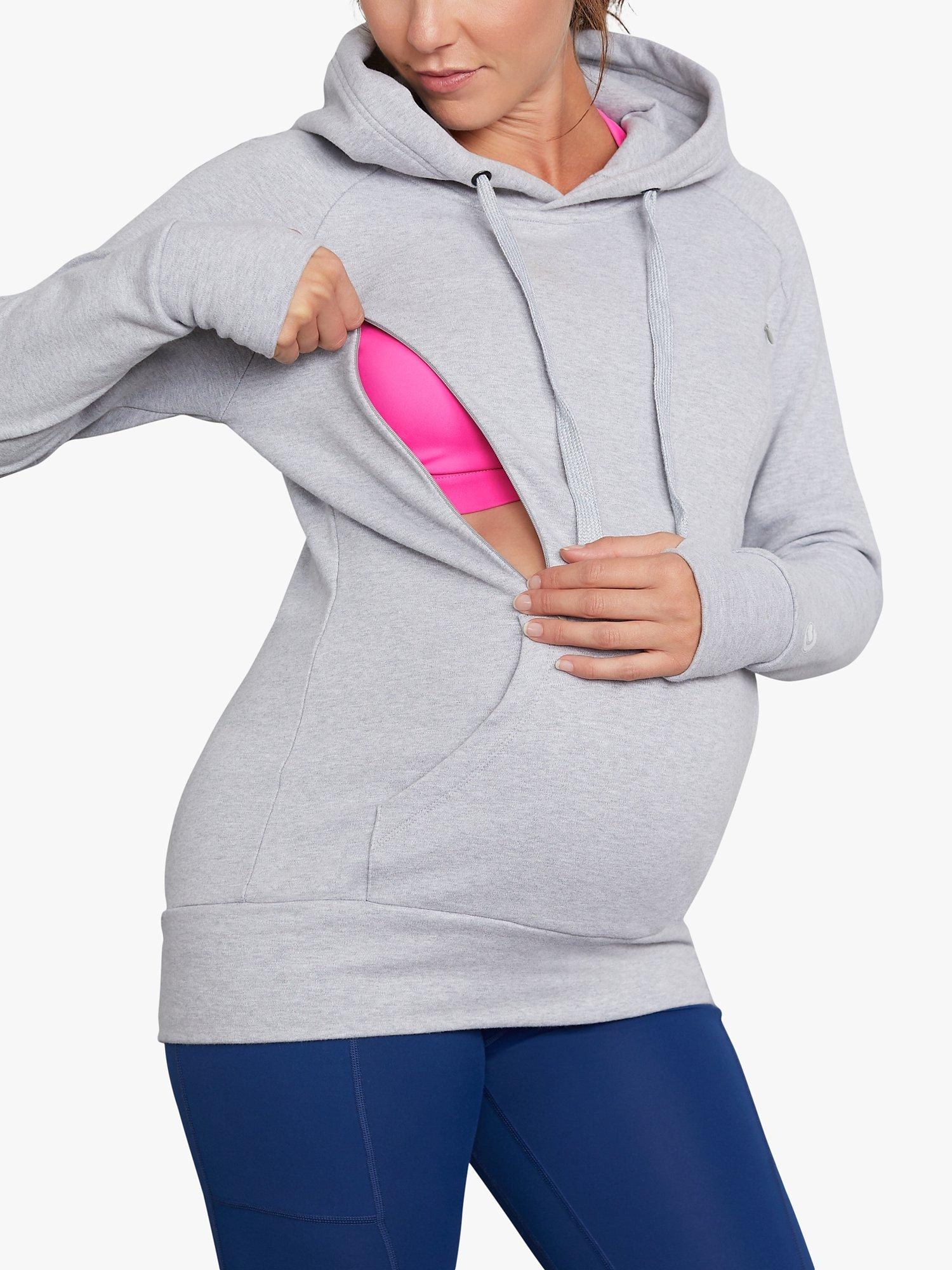 Natal Active Plain Maternity & Nursing Hoodie, Grey