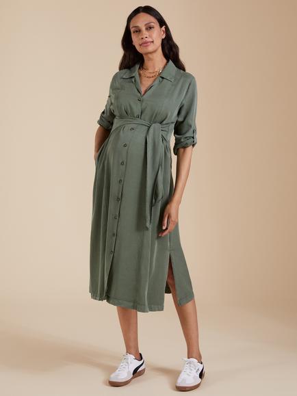 Isabella Oliver Kelsy Maternity Dress - view 2, Light Khaki