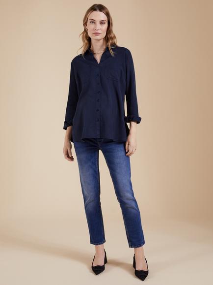 Isabella Oliver Over Bump Boyfriend Cut Maternity Jeans - view 2, Washed Indigo