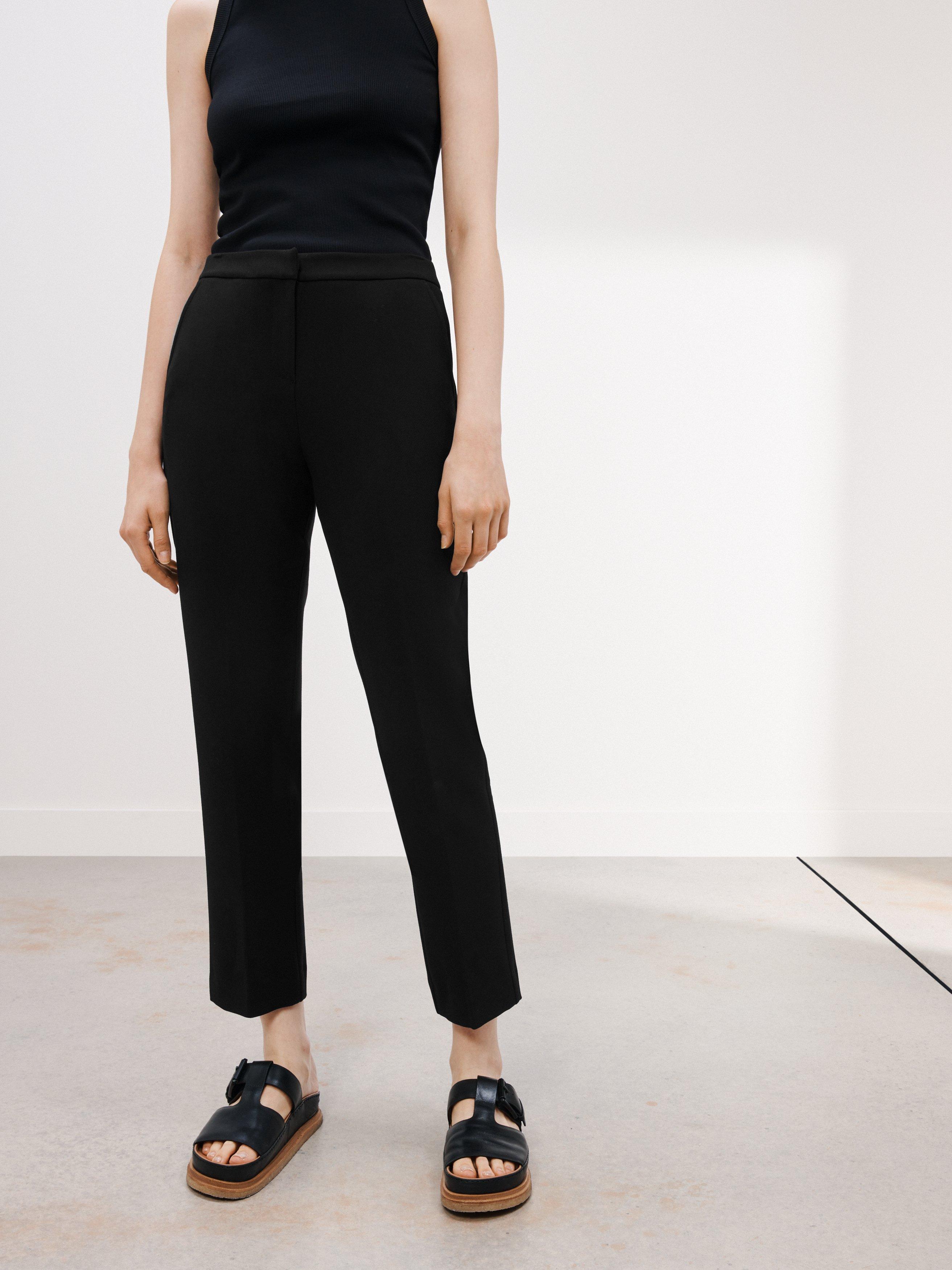 Kin Plain Cropped Slim Fit Tailored Trousers, Black