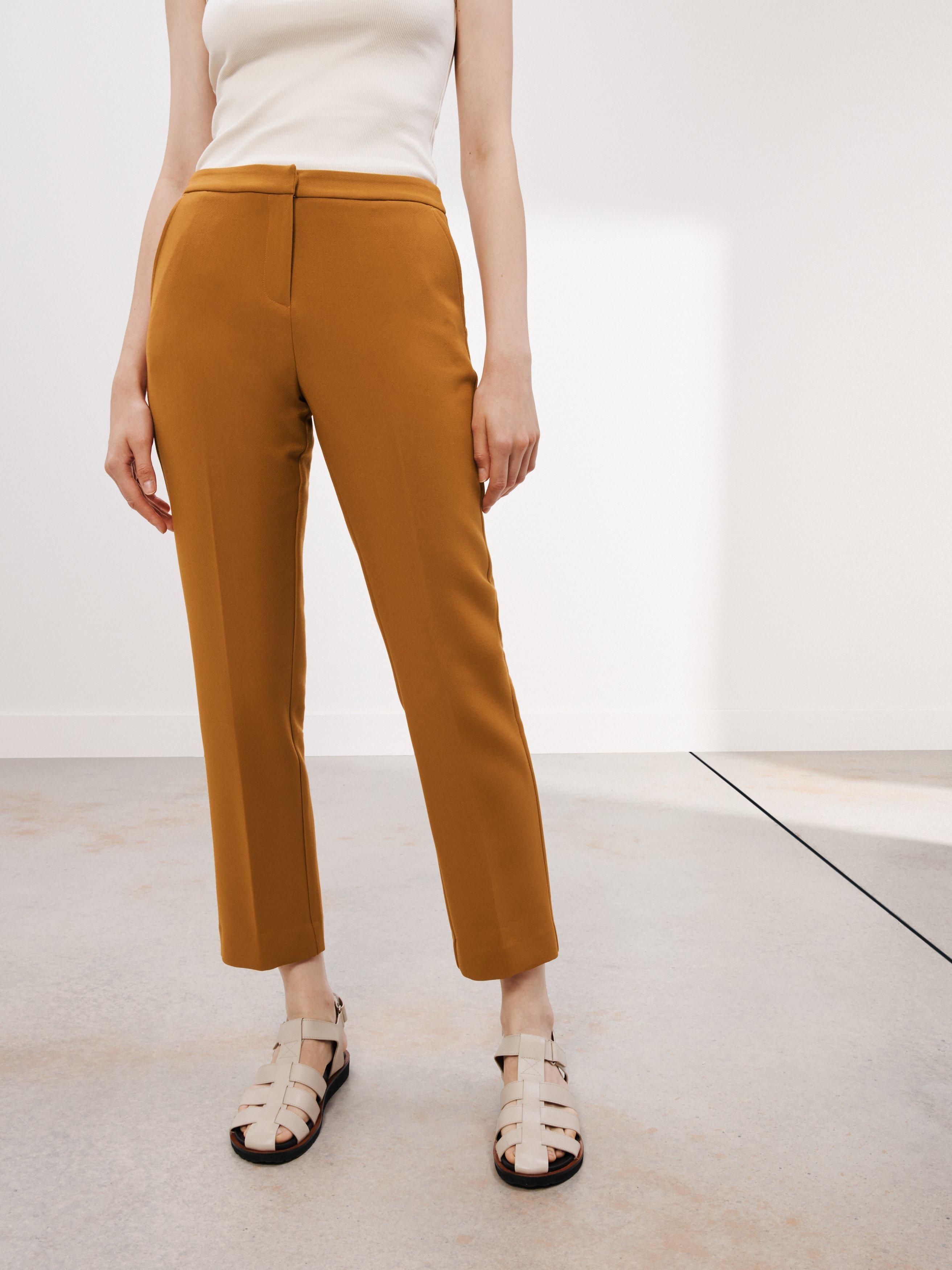 Kin Plain Cropped Slim Fit Tailored Trousers, Brown