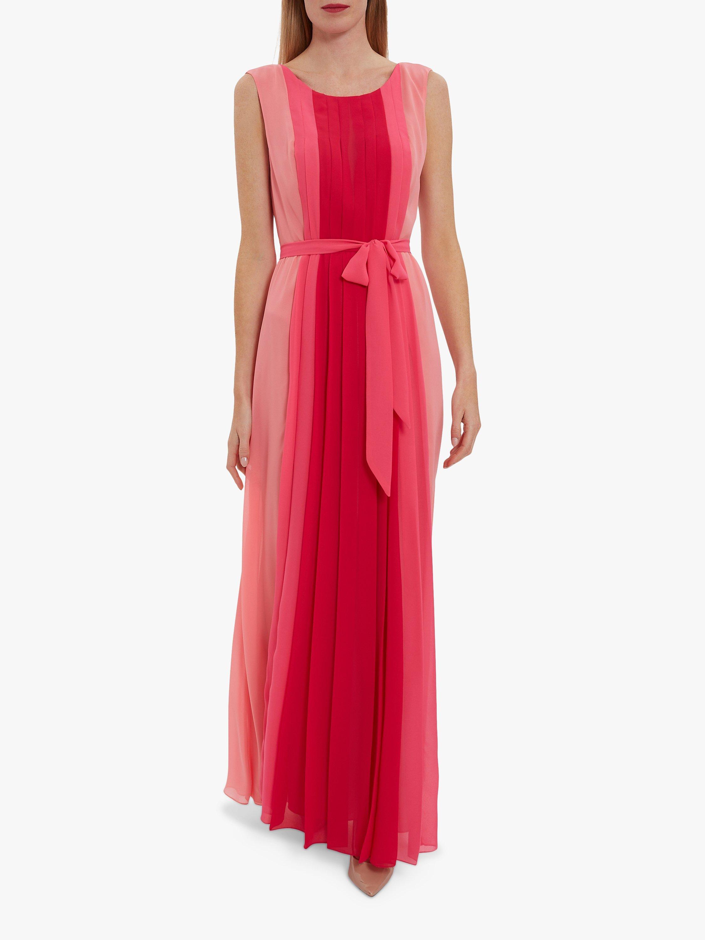 Gina Bacconi Janada Chiffon Maxi Dress, Hot Pink/Multi