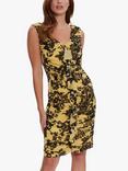 Gina Bacconi Joannie Floral Mesh Dress, Yellow/Black