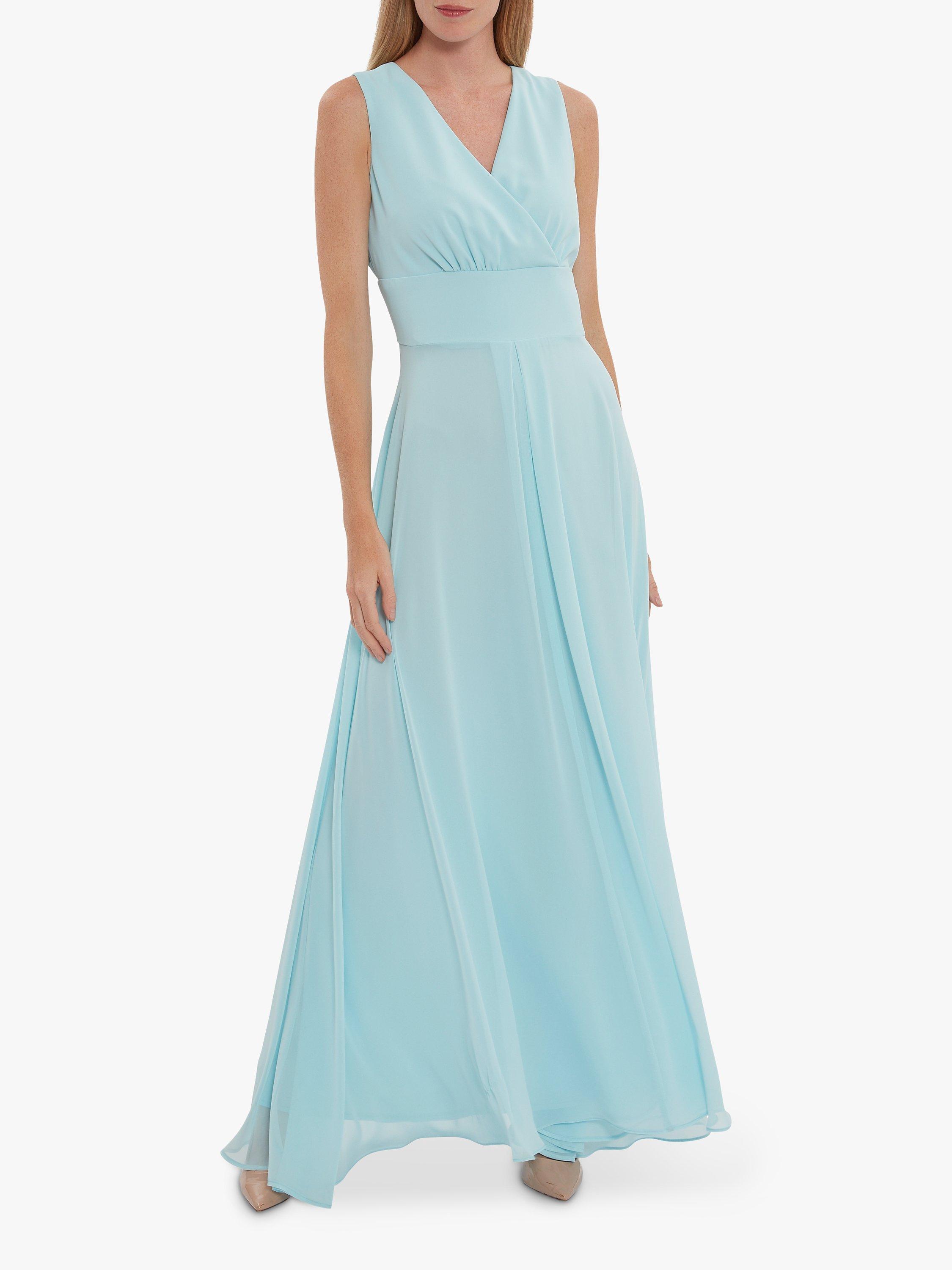 Gina Bacconi Christiana Chiffon Maxi Dress, Ice Blue, 20