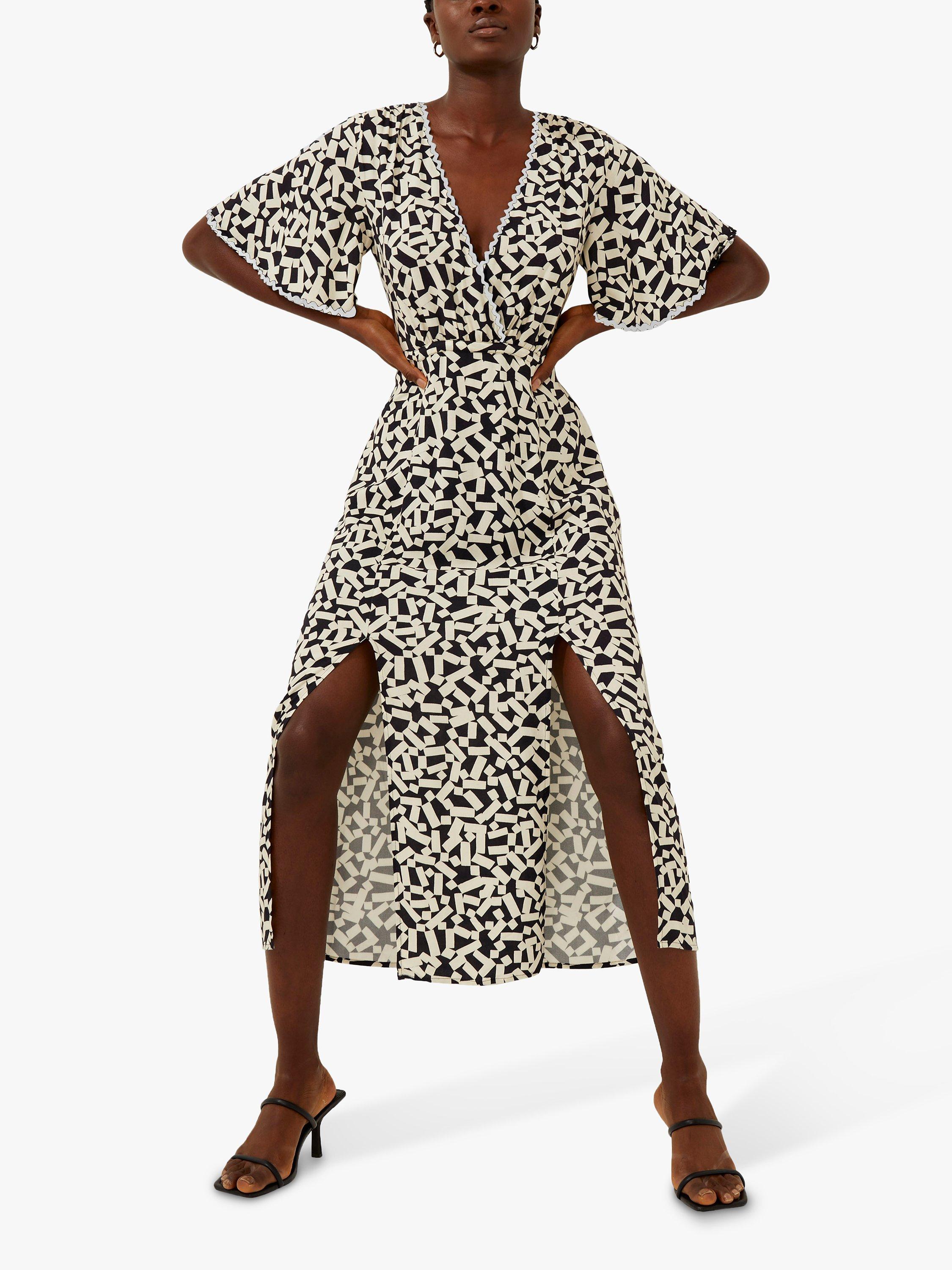 French Connection Helena Rick Rack Midi Dress, Utility Blue/Class Cream