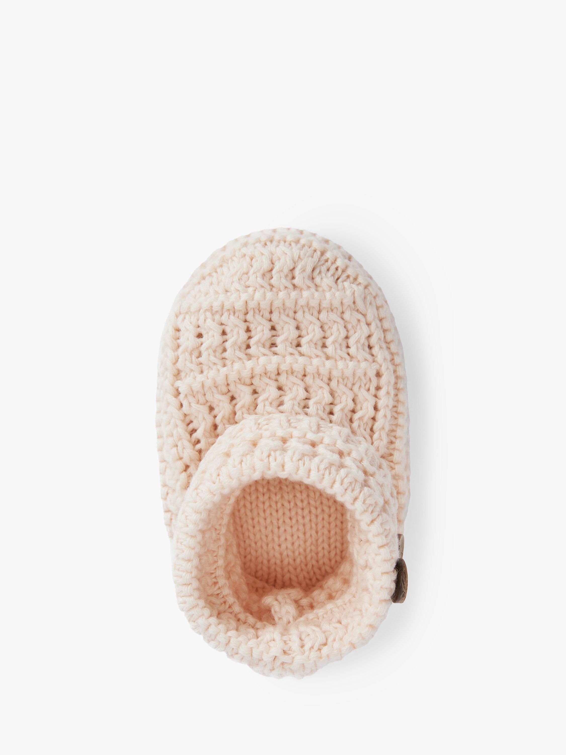 Product image 3 of 5, which shows The Little Tailor Baby Button Knit Booties, Pink, 0-6 months