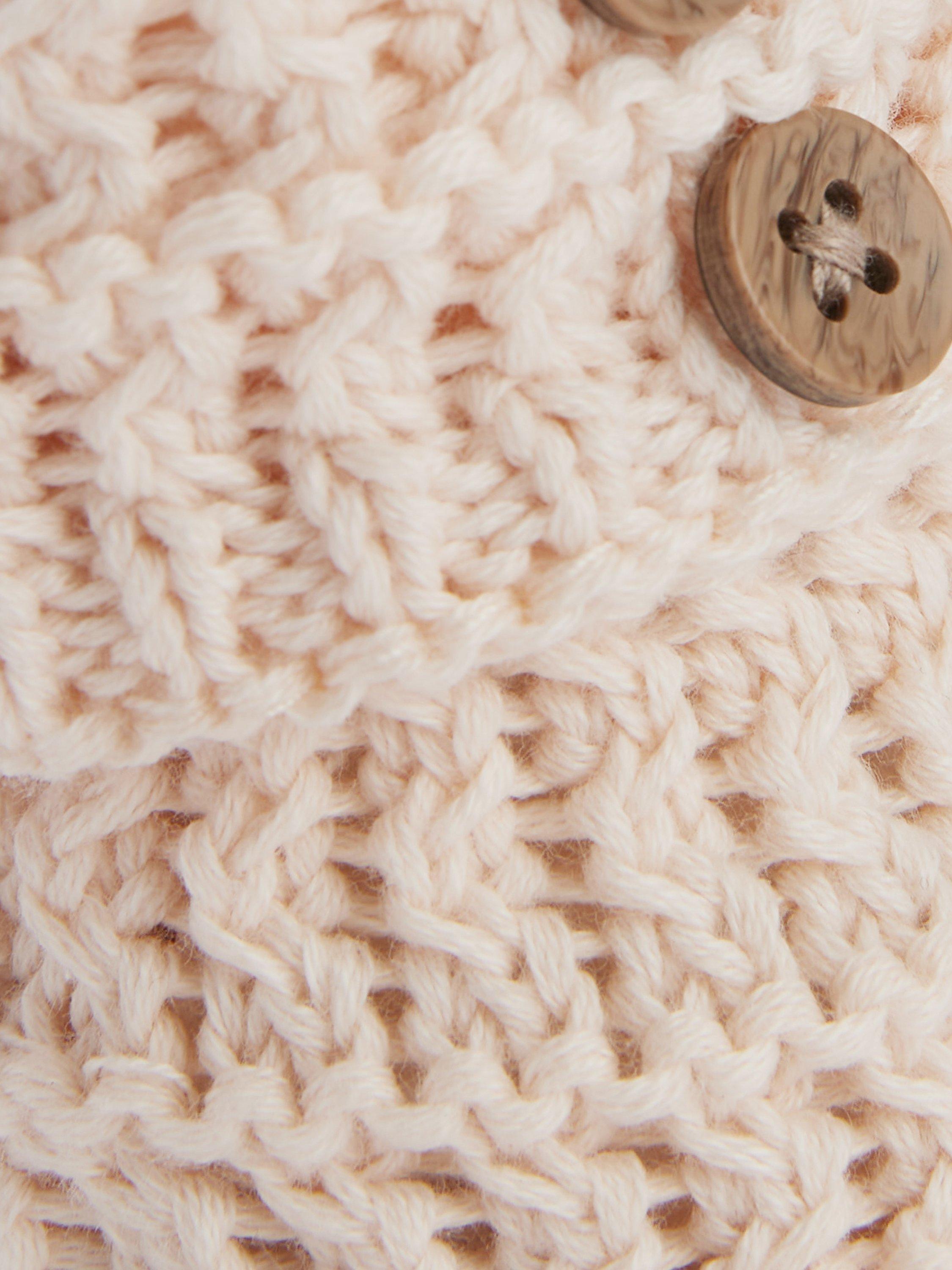 Product image 4 of 5, which shows The Little Tailor Baby Button Knit Booties, Pink, 0-6 months