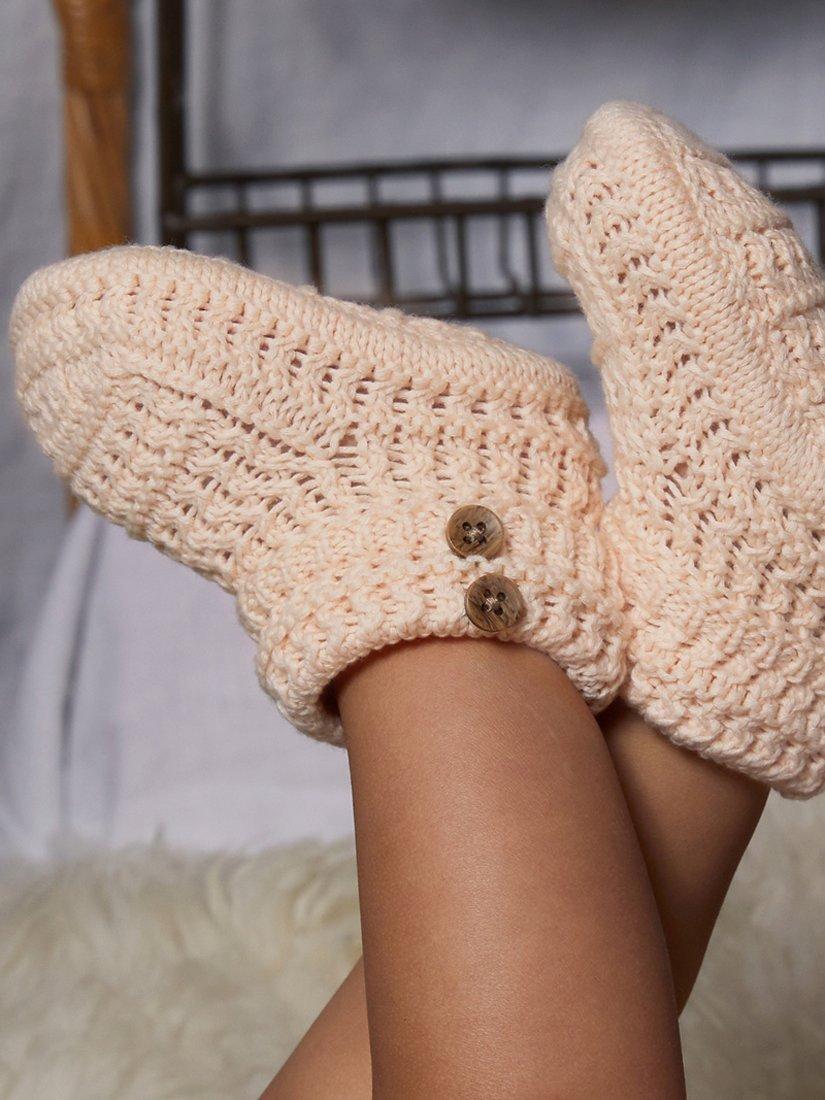 Product image 5 of 5, which shows The Little Tailor Baby Button Knit Booties, Pink, 0-6 months