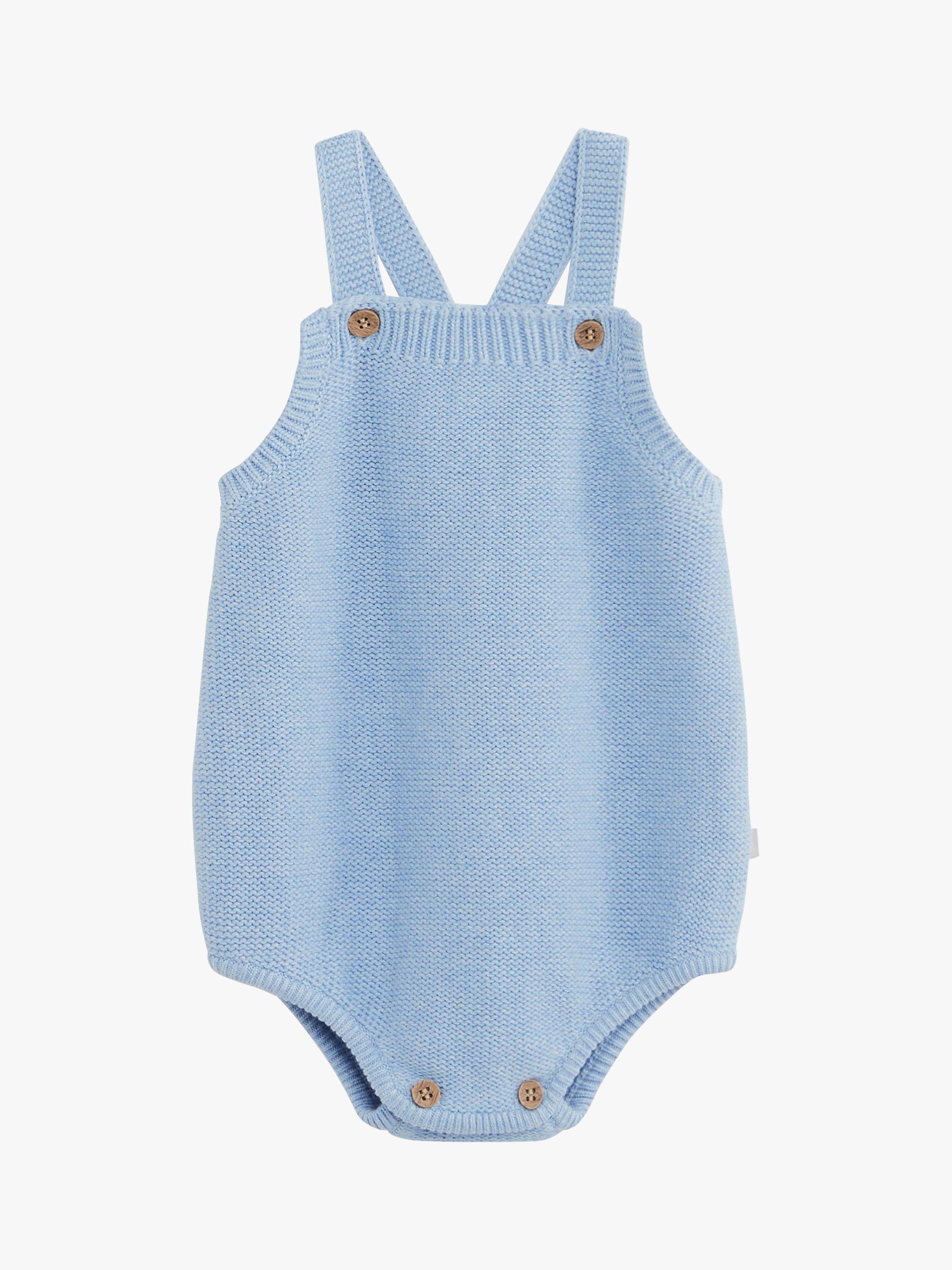 The Little Tailor Baby Knitted Romper, Blue, 0-3 months