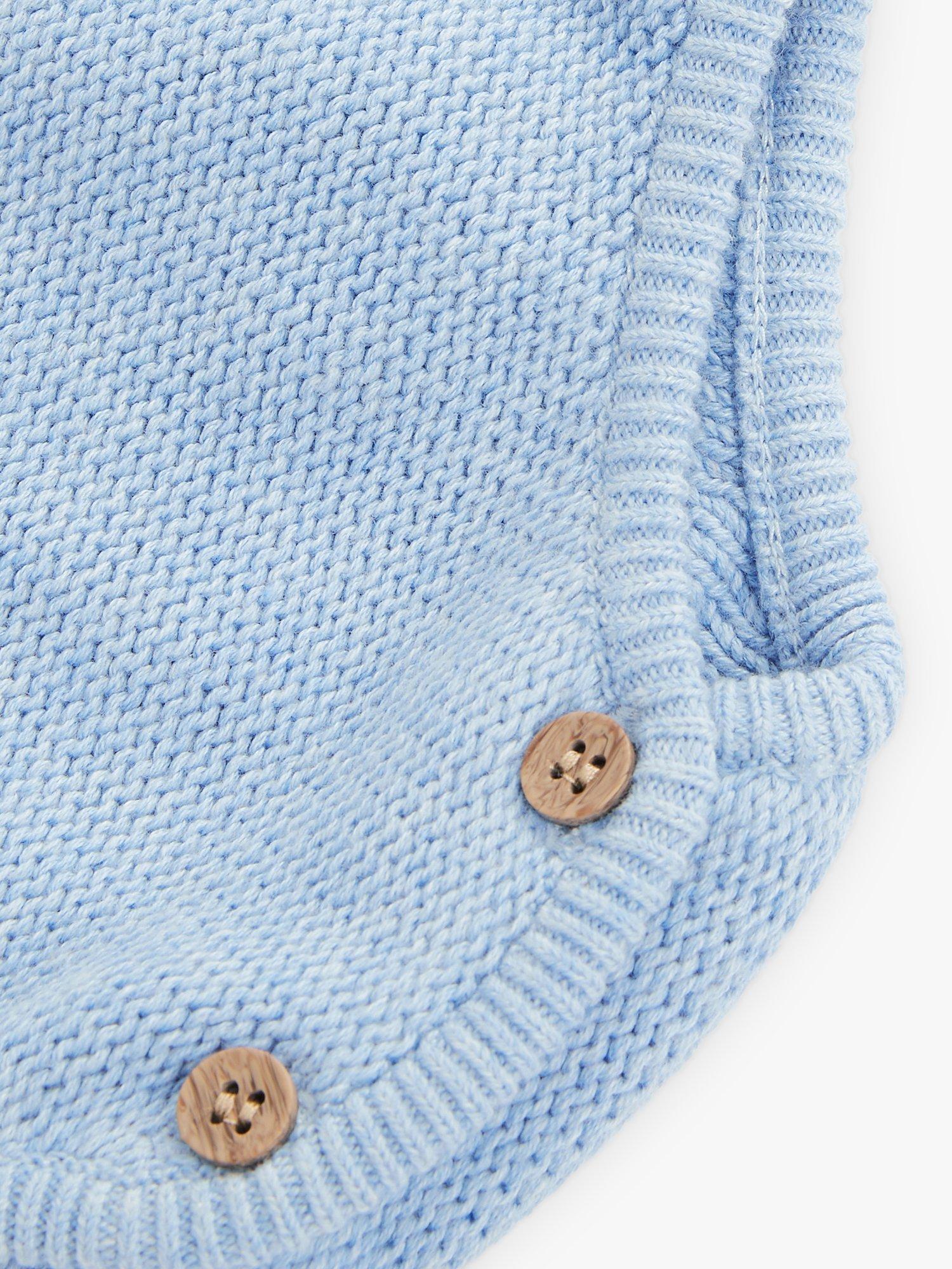 The Little Tailor Baby Knitted Romper, Blue, 0-3 months