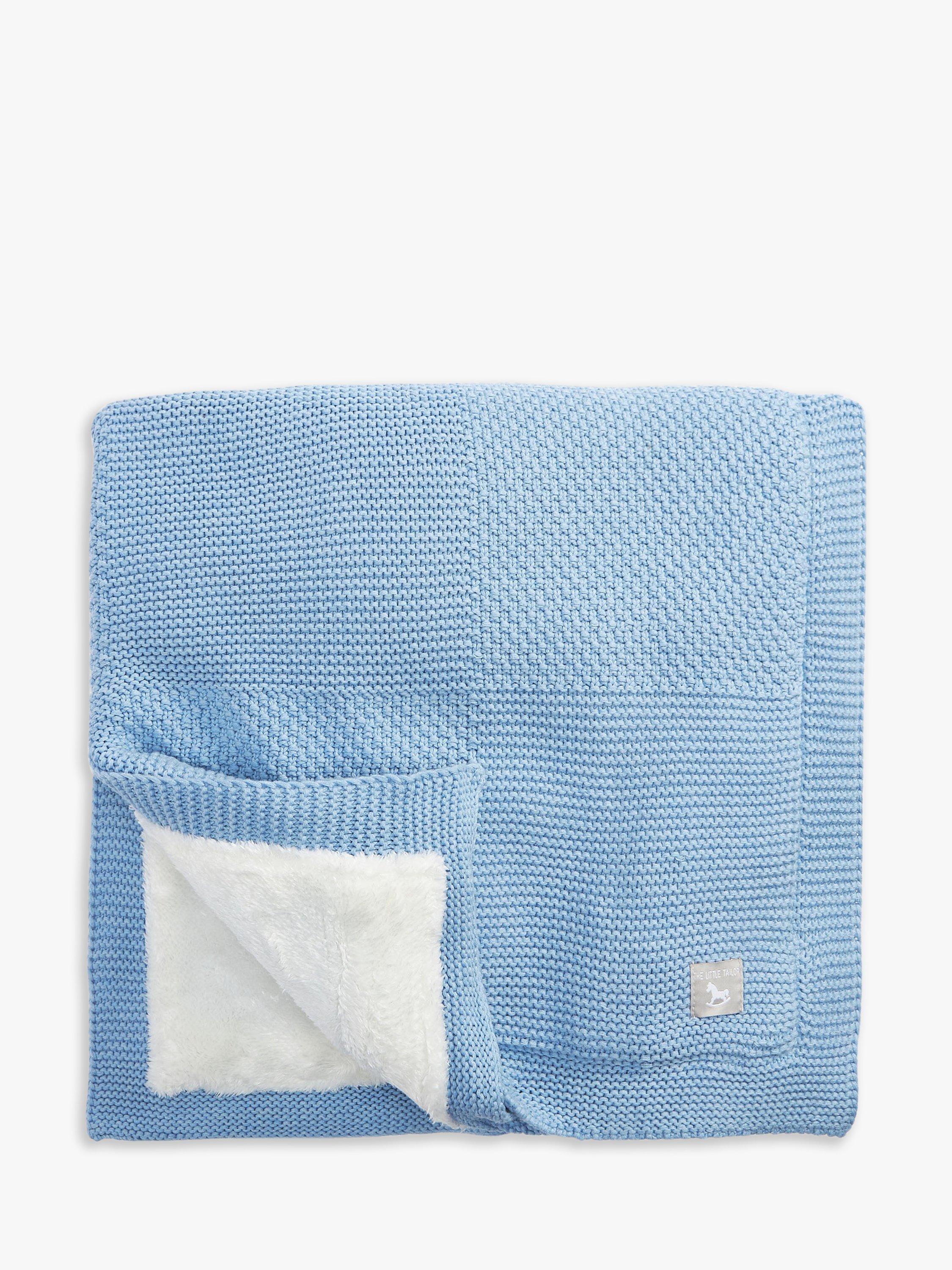 The Little Tailor Plush Knit Baby Blanket Blue