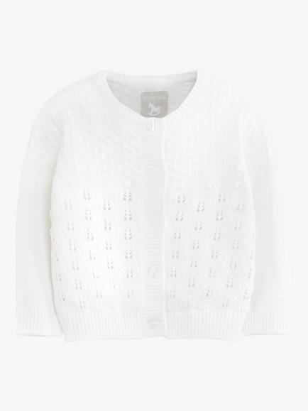 The Little Tailor Baby Pointelle Knit Cardigan - view 2, White