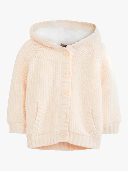 The Little Tailor Plushed Lined Baby Cotton Pom Pom Coat - view 2, Pink