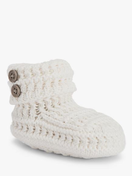 The Little Tailor Baby Button Knit Booties - view 2, Cream