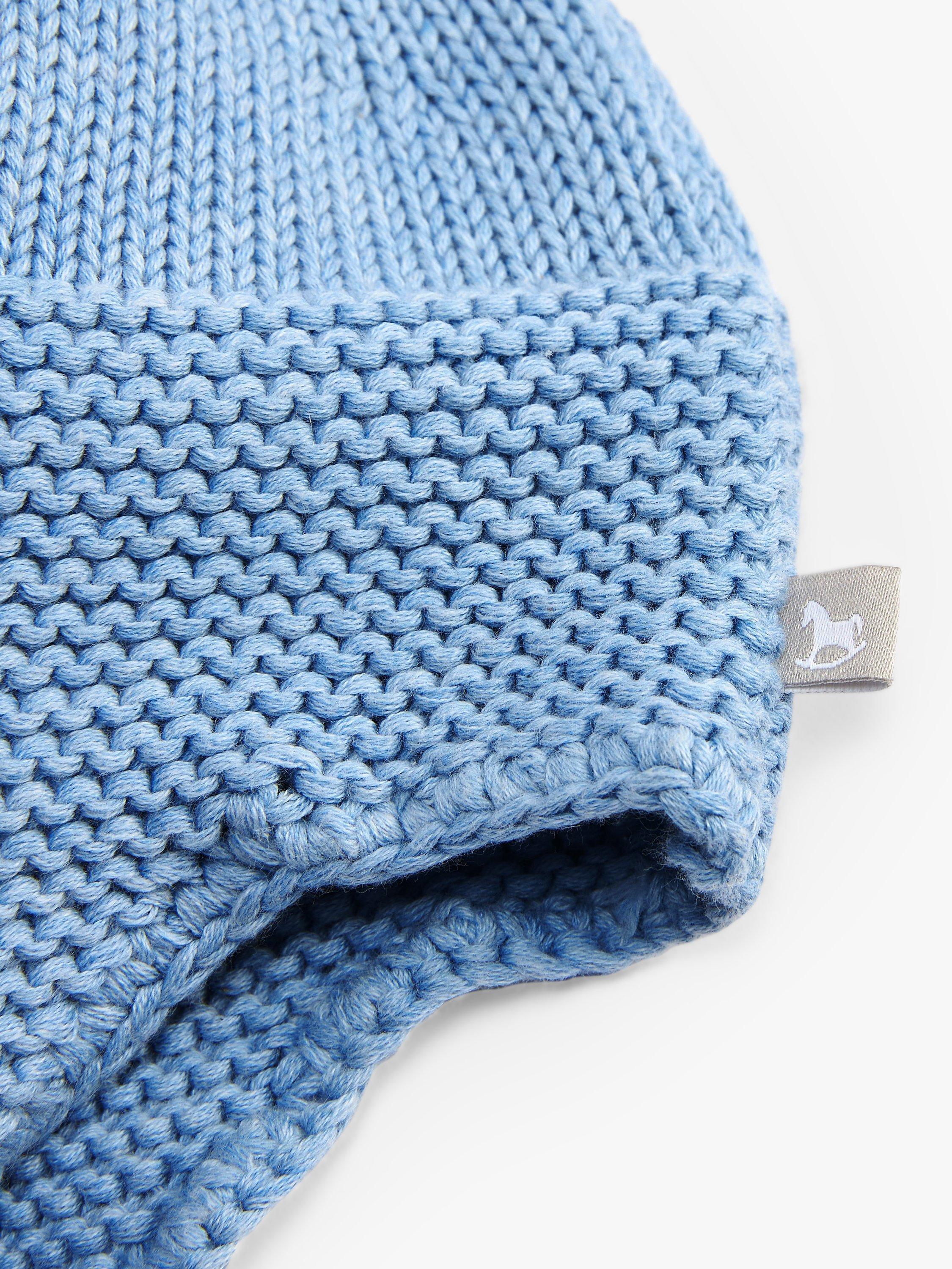 Product image 4 of 5, which shows The Little Tailor Cotton Trapper Hat, Blue, 0-6 months