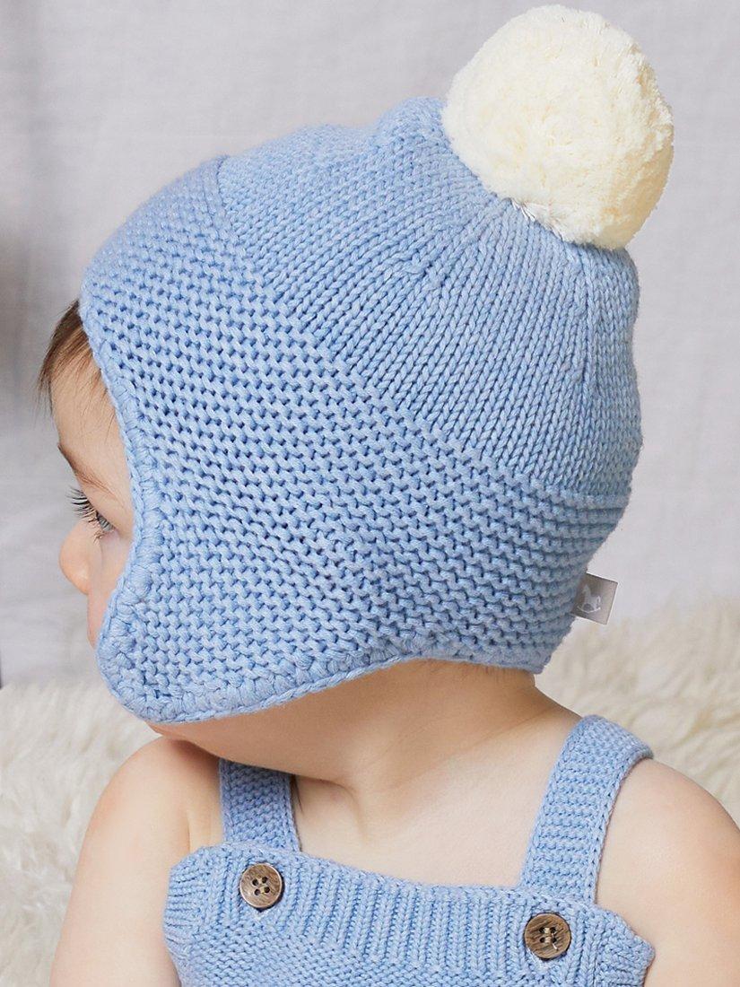 Product image 5 of 5, which shows The Little Tailor Cotton Trapper Hat, Blue, 0-6 months