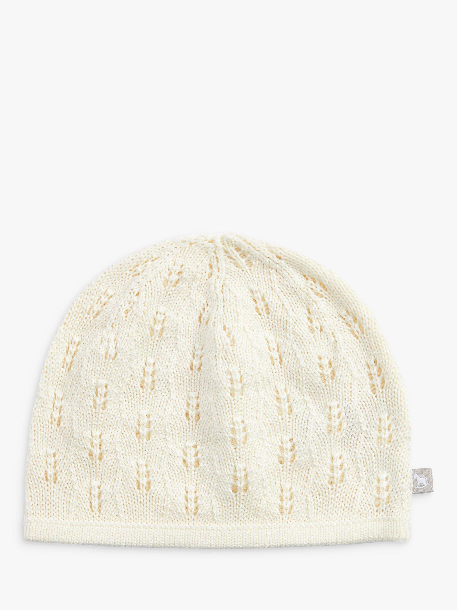 Product image 2 of 3, which shows The Little Tailor Pointelle Cotton Knit Baby Hat, Cream, 0-6 months