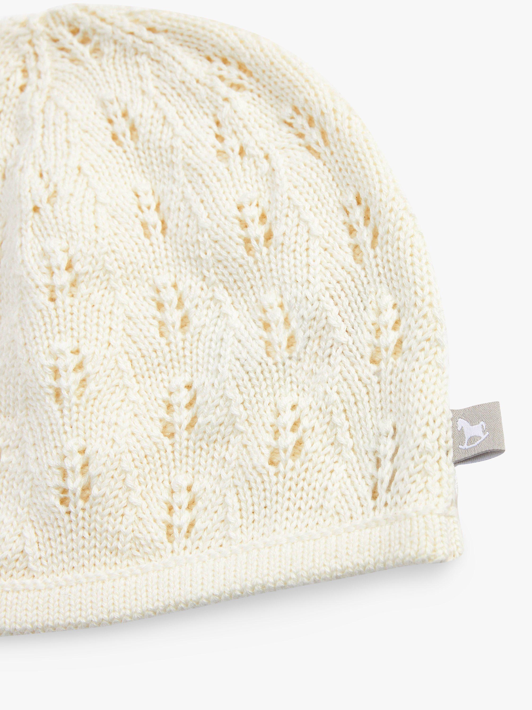 Product image 3 of 3, which shows The Little Tailor Pointelle Cotton Knit Baby Hat, Cream, 0-6 months