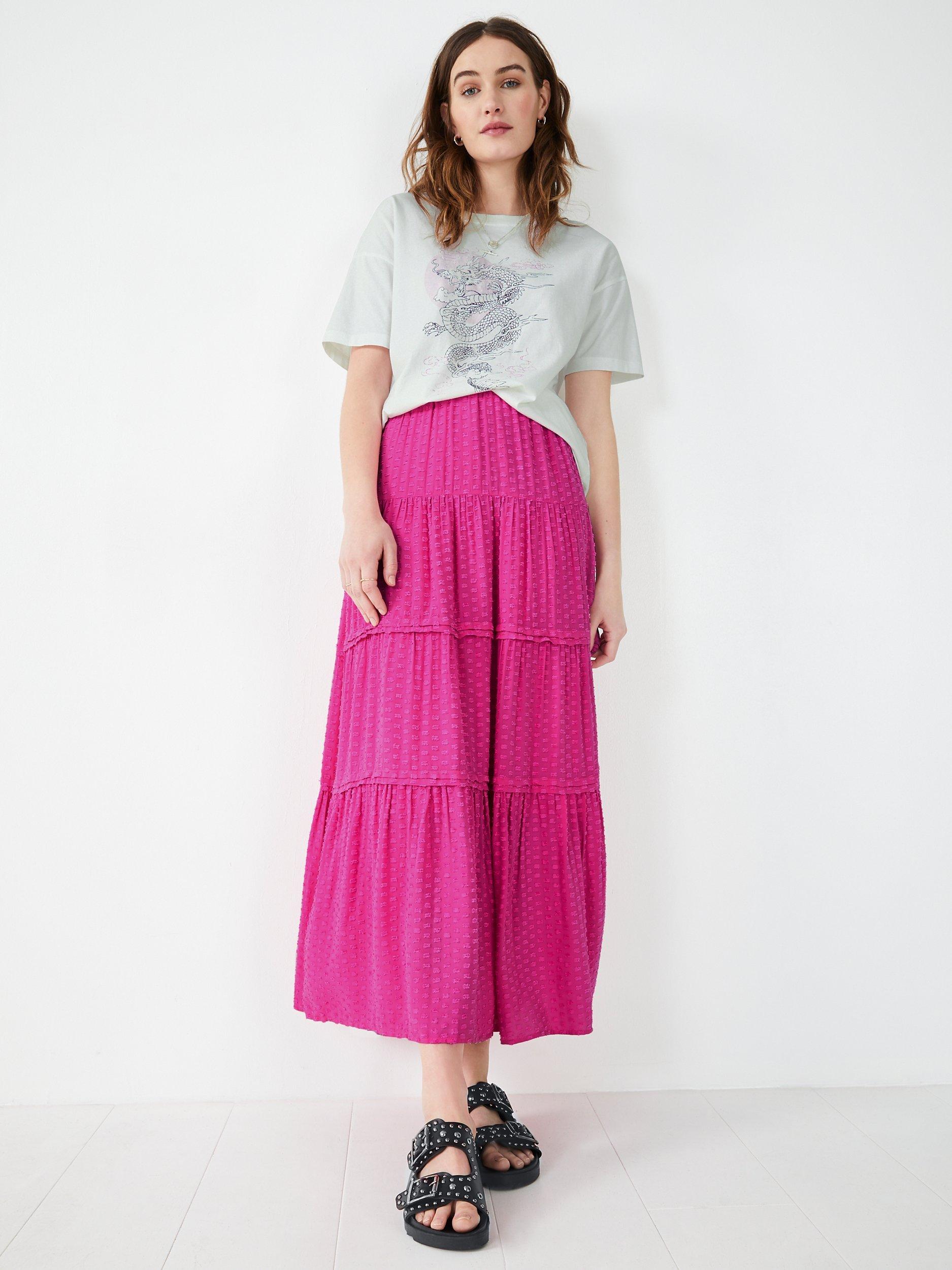 HUSH Branwen Textured Maxi Skirt, Fuchsia