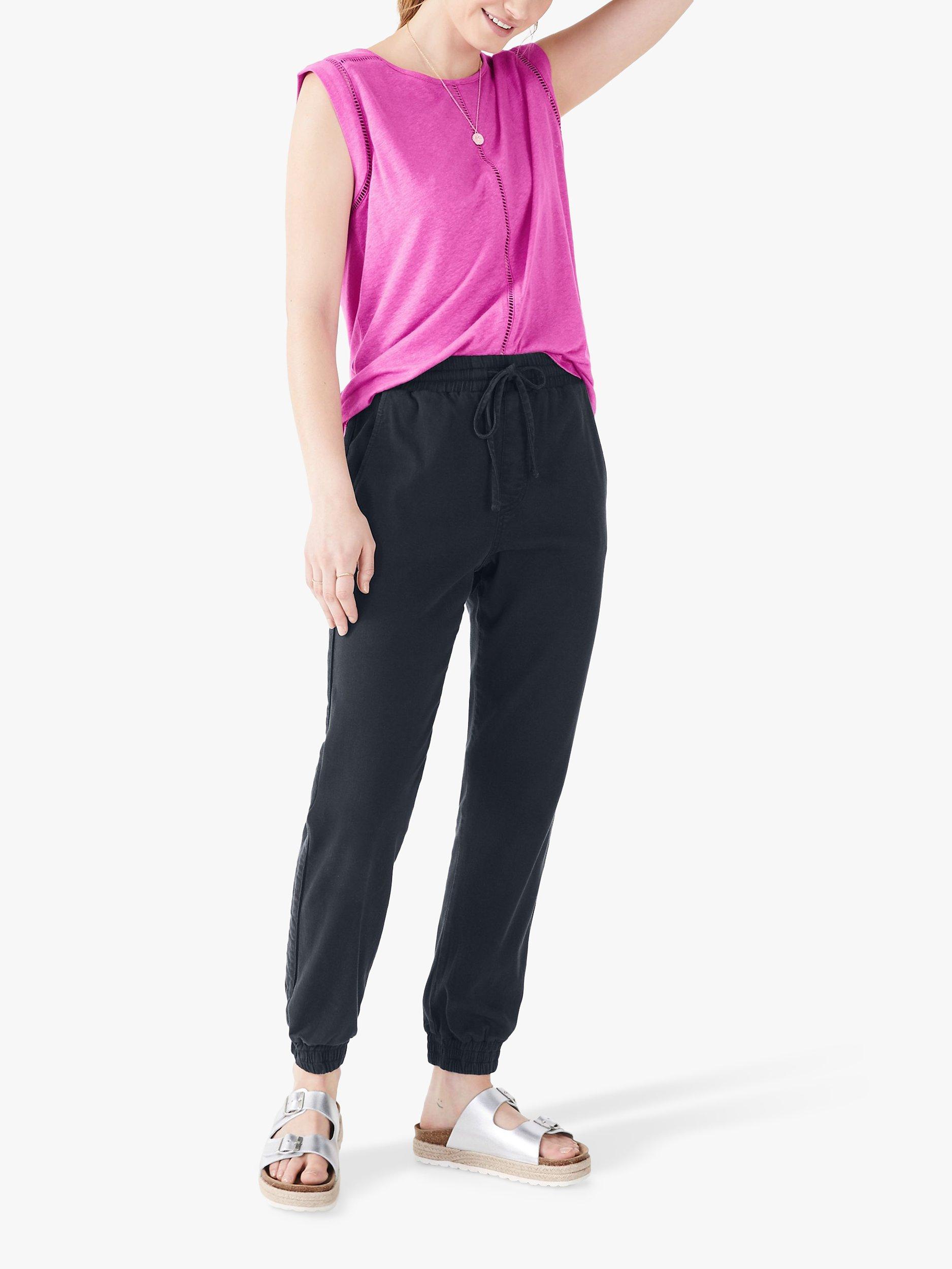 HUSH Fia Linen Blend Ladder Lace Top, Vibrant Pink