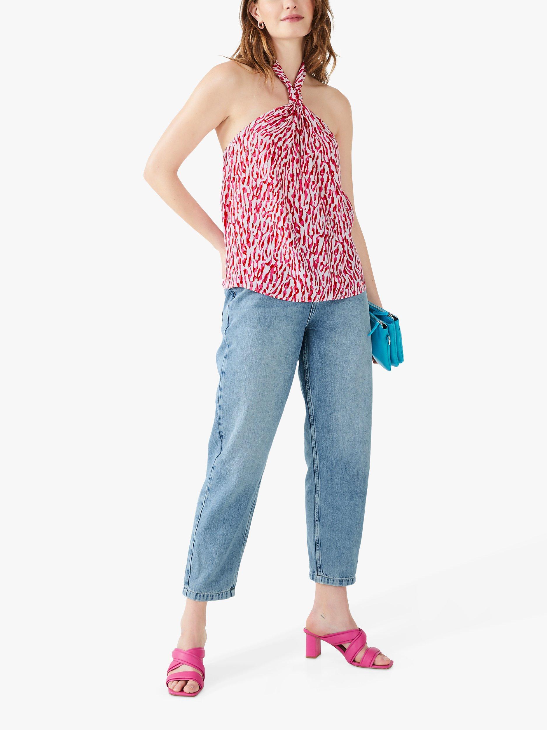 HUSH Ryn Knot Halter Neck Top, Pink