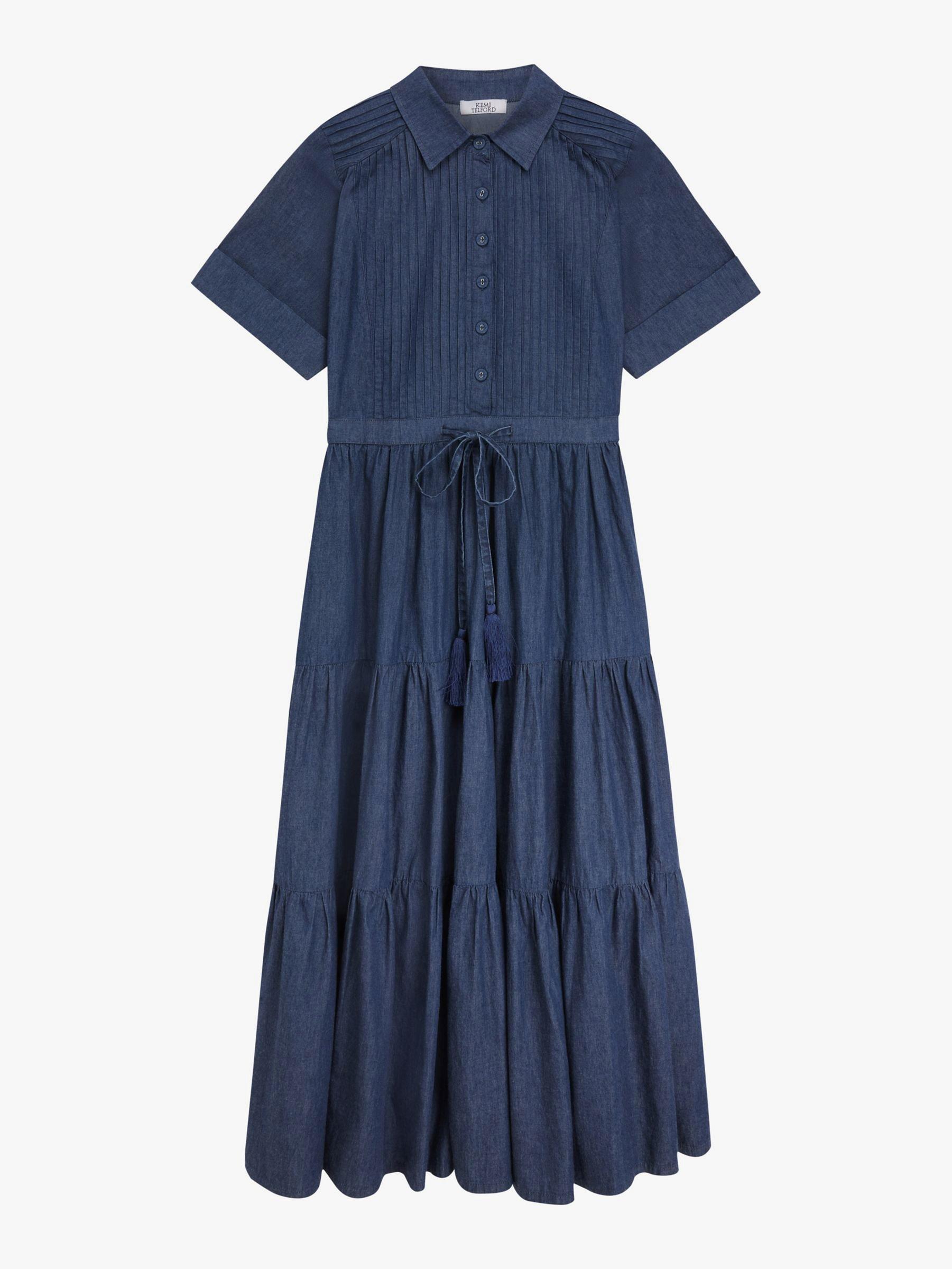 Kemi Telford Denim Pintuck Dress, Blue