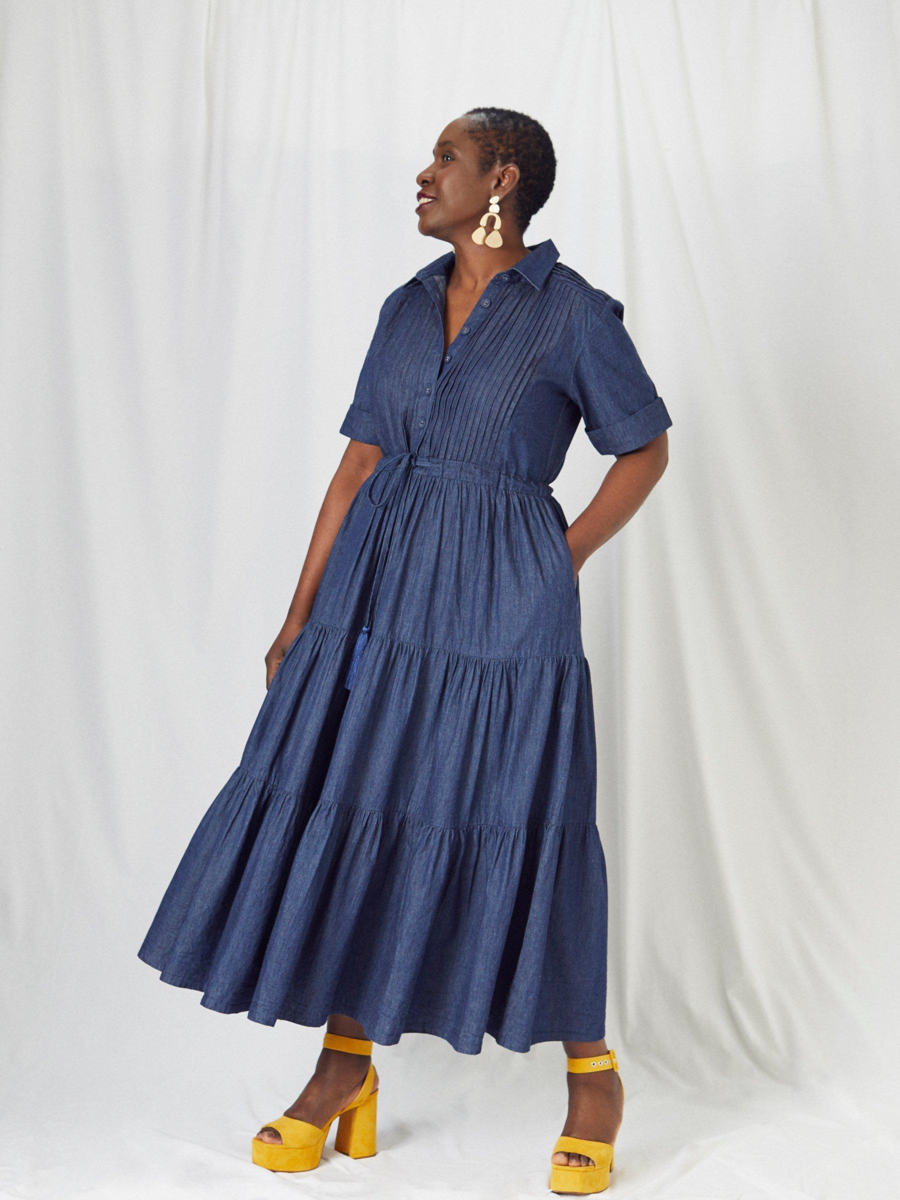 Kemi Telford Denim Pintuck Dress, Blue
